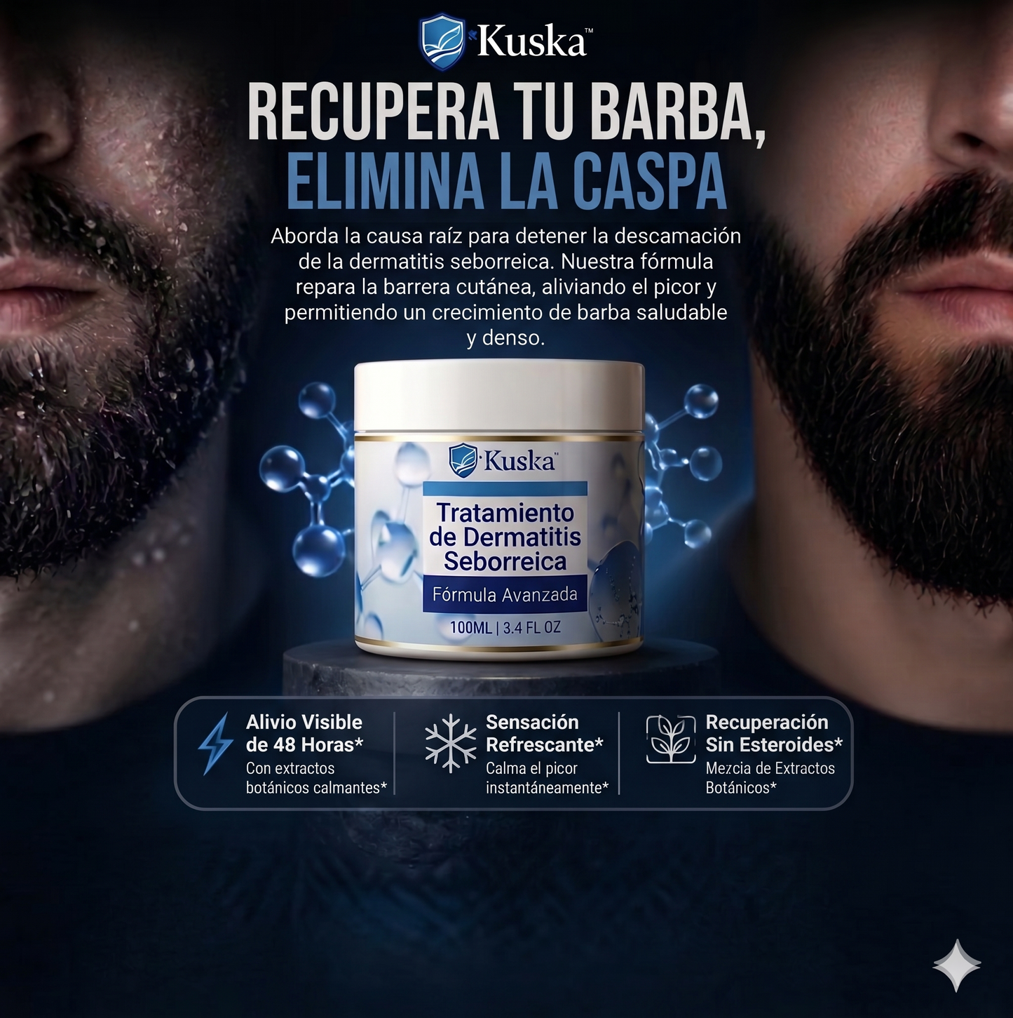 Kuska® Calma, protege y ayuda a restaurar tu piel en 7 días. Fórmula libre de corticoides.
